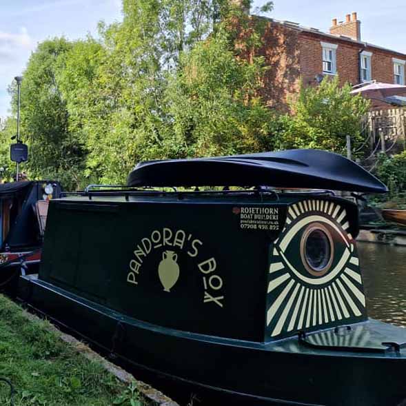 Pandora's Box floating butty barge trader built by Rosethorn boat builders, North East based